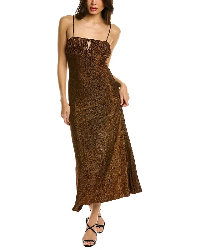 Women's Effortless Casual Outfit Art Deco Geometric Pattern Look Misha Collection Pearl Maxi Dress