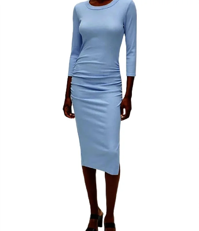 Women's Urban Clothing Limited - Stock 3/4 Sleeves Midi Dress In Cornflower Blue