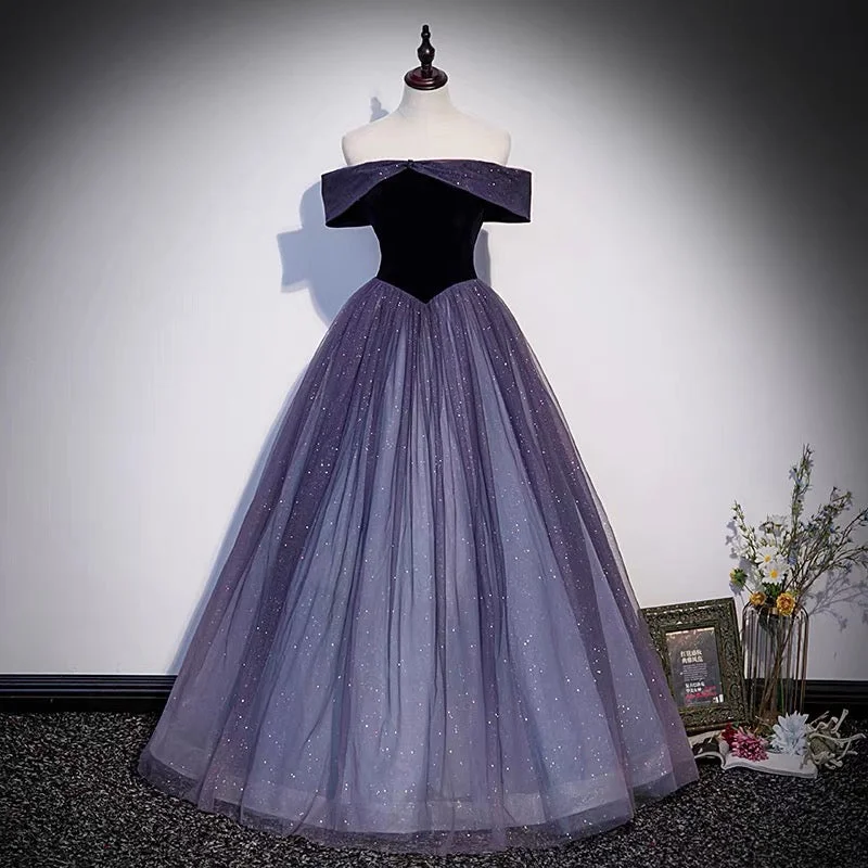 Women's Active Garments For Workouts Subtle Sophistication Purple tulle long prom dress A line evening gown s66