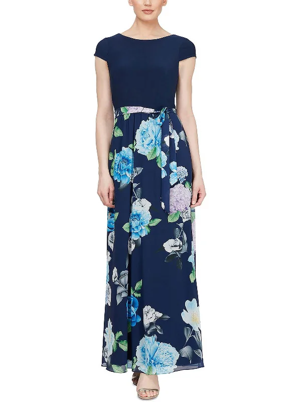 Charming Women's Clothes For Special Events Dreamy Draping Womens Cap Sleeve Floral Maxi Dress