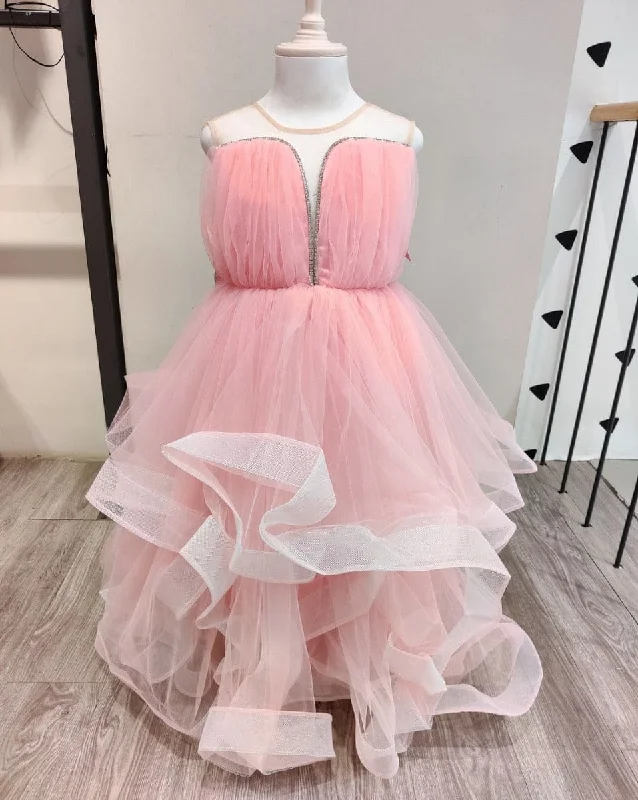 Women's Weekend Outfit Feminine Soft - Hued Look Pre-Order: Pink Ruffled Gown