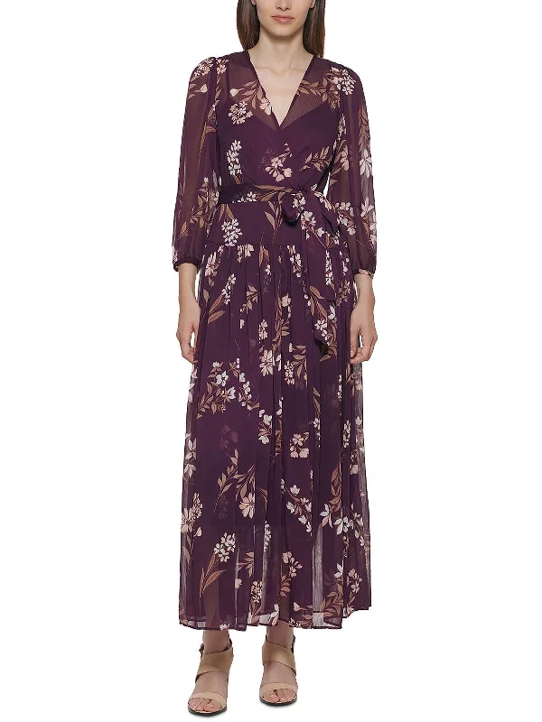 Women's Everyday Apparel Classic Appeal Womens Floral Print Long Midi Dress