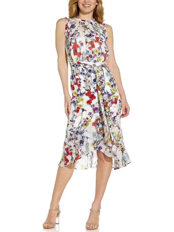 Modern Women's Apparel Contemporary Chic Womens Floral Print Mid Calf Midi Dress