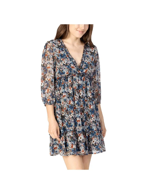 Women's Athletic Clothes Alluring Design Juniors Womens Floral Babydoll Mini Dress