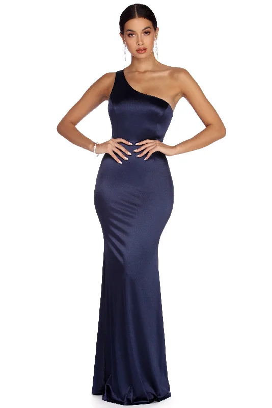 Affordable Trendy Clothes For Women Today Only Candice One Shoulder Satin Dress