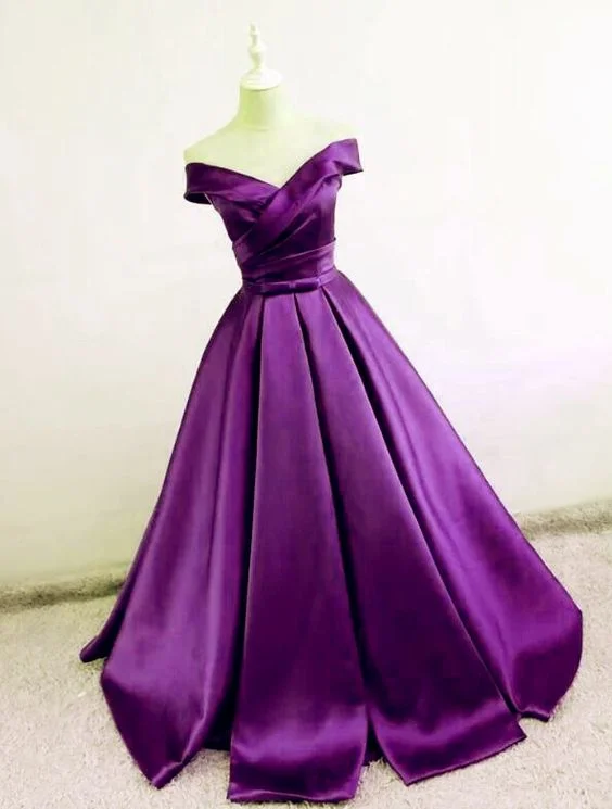 Women's Vacation Clothes Charming Silhouette purple prom dress ball gown off the shoulder cg2453