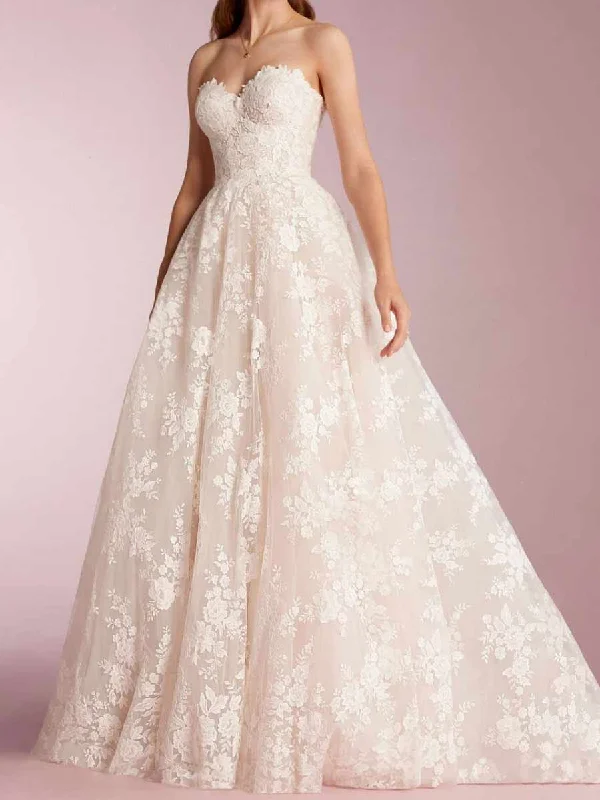 Formal Clothing For Women Vintage Look A Line Strapless Lace Wedding Dress Sweetheart Applique