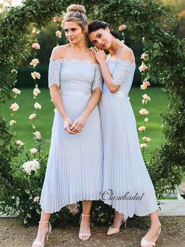 Women's Contemporary Apparel Soft Textures Off The Shoulder Lace Bridesmaid Dresses, Chiffon Bridesmaid Dresses