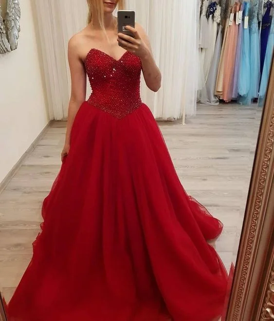 Women's Trendy Outfit Vintage Elegance Red Ball Gown prom dress, Long Prom Dress, Prom dress   cg13667