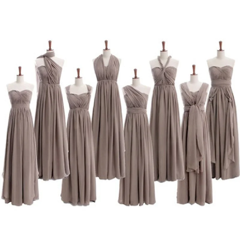 Women's Formal Clothes Luxe Layering Most Popular Convertible Chiffon Gray Formal Online Cheap Long Bridesmaid Dresses, WG68