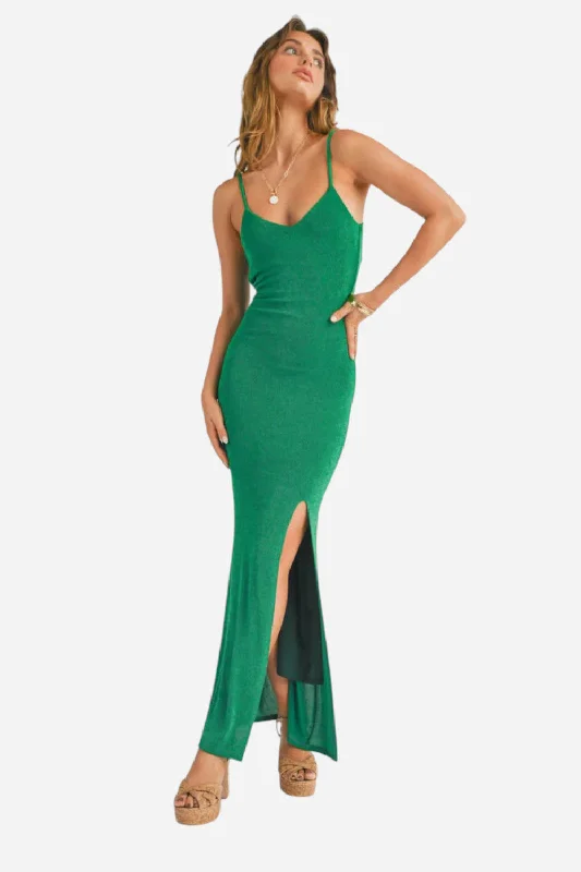 Women's Luxury Attire Mid - Season Sale Sage the Label Cacti Open Back Ruffle Maxi Dress in Jade