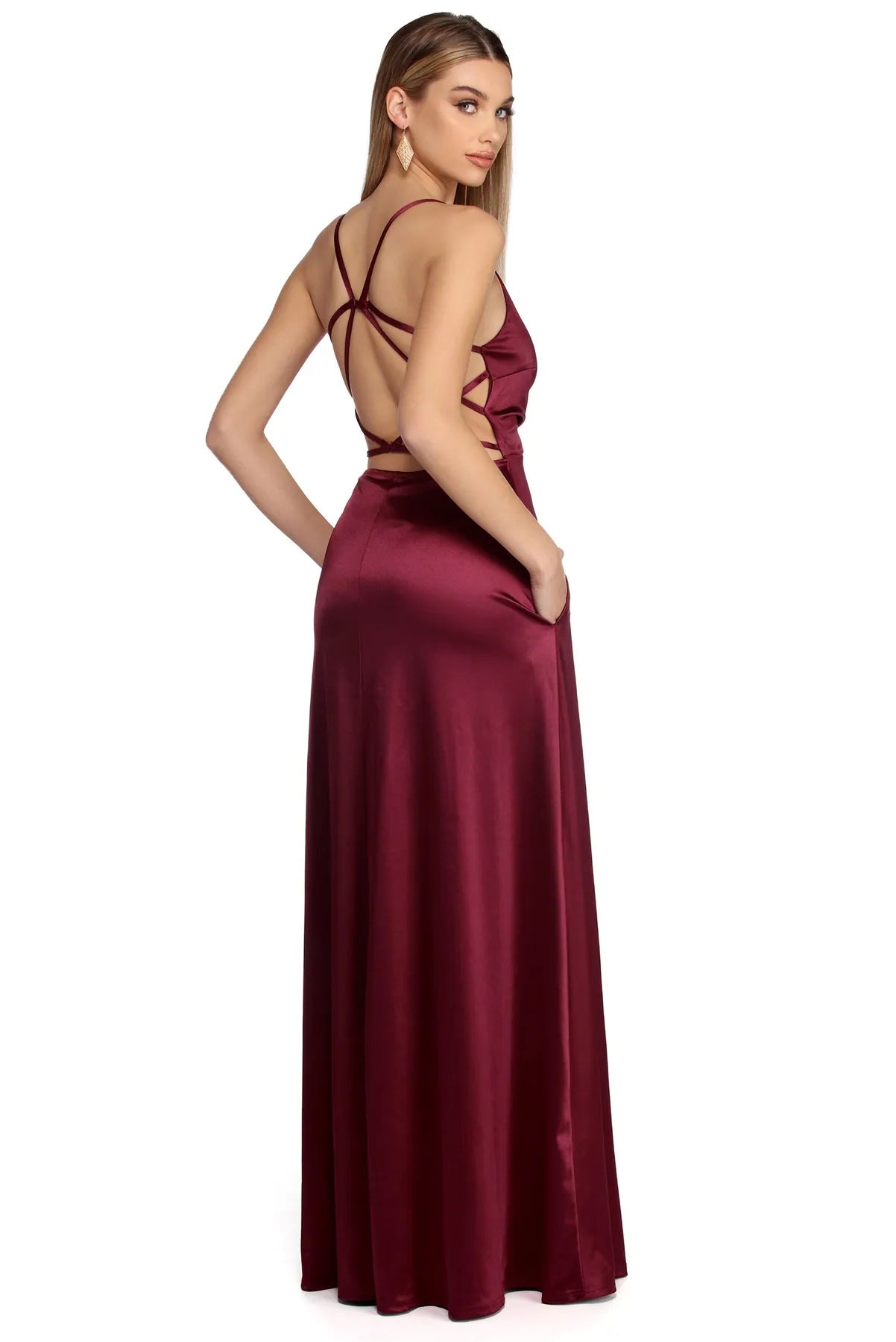 Women's Office Clothing Urban Sophistication Ruby Formal Caged Satin Dress