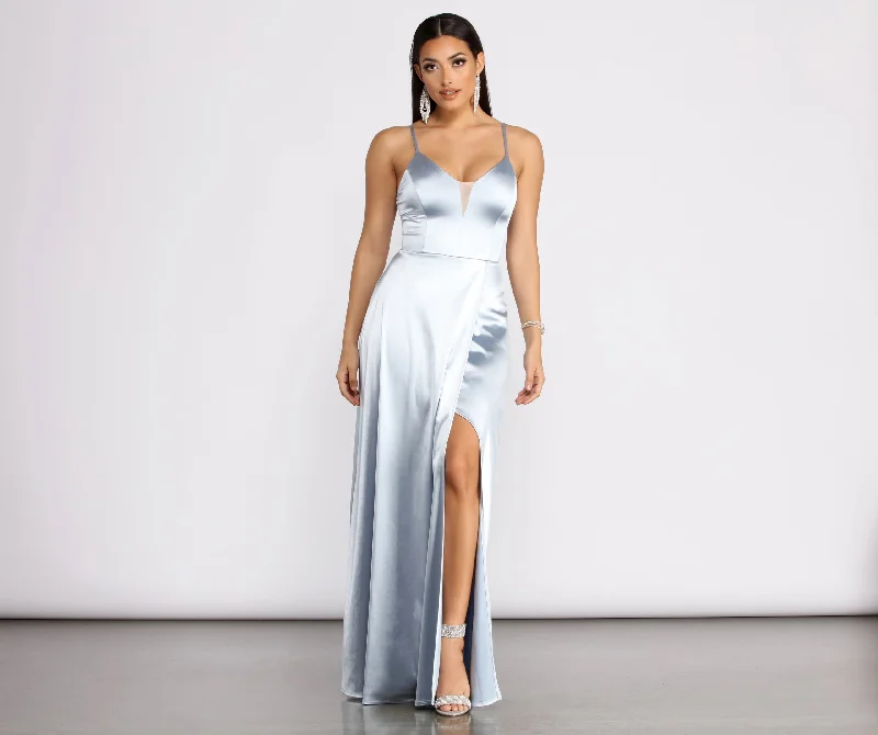 Women's Trendy Activewear Apparel Casual Elegance Ilana Satin Column Gown