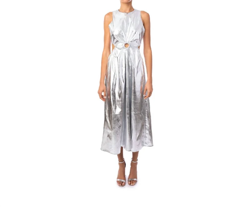 Women's Office Outfit Alluring Design Lennie Midi Dress In Silver