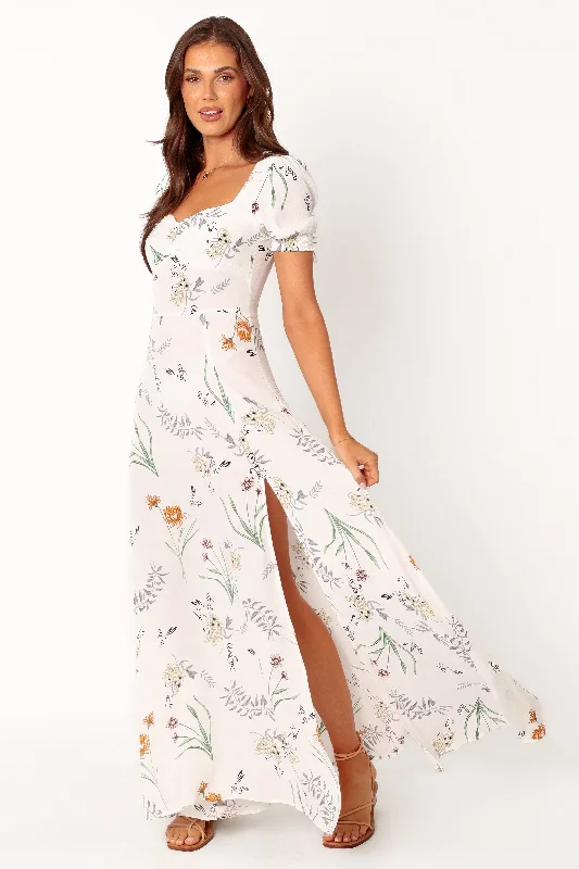 Women's Active Clothing Hollywood Glam Award - Show Style Franklin Maxi Dress - White Floral