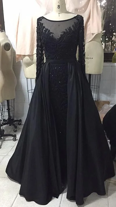 Women's Vacation Outfit Alluring Design Luxury Mermaid Evening Dresses Attachable Train Long Sleeves Beading Crystal Sparkly Evening Gown Prom Party Dress  cg18439