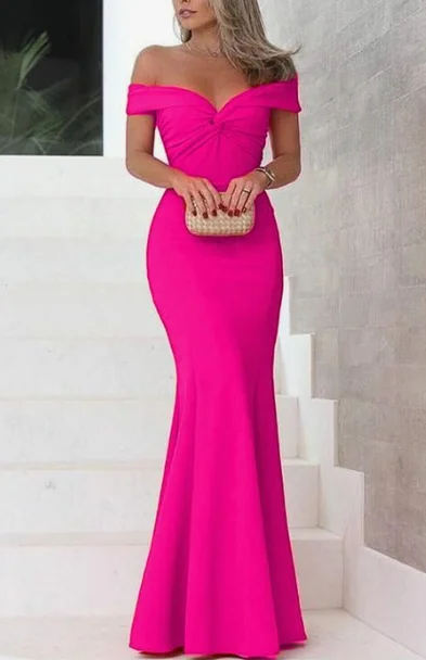 Timeless Women's Garments Feminine Soft - Hued Look baby pink prom dress mermaid off the shoulder evening gowns cg4121