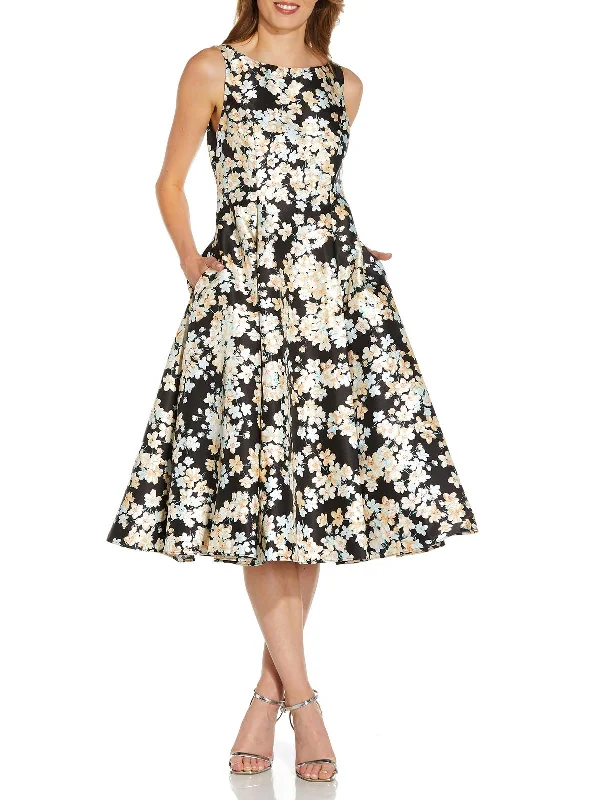 Women's High-Fashion Apparel Elegant Details Womens Floral Printed Knee-Length Fit & Flare Dress