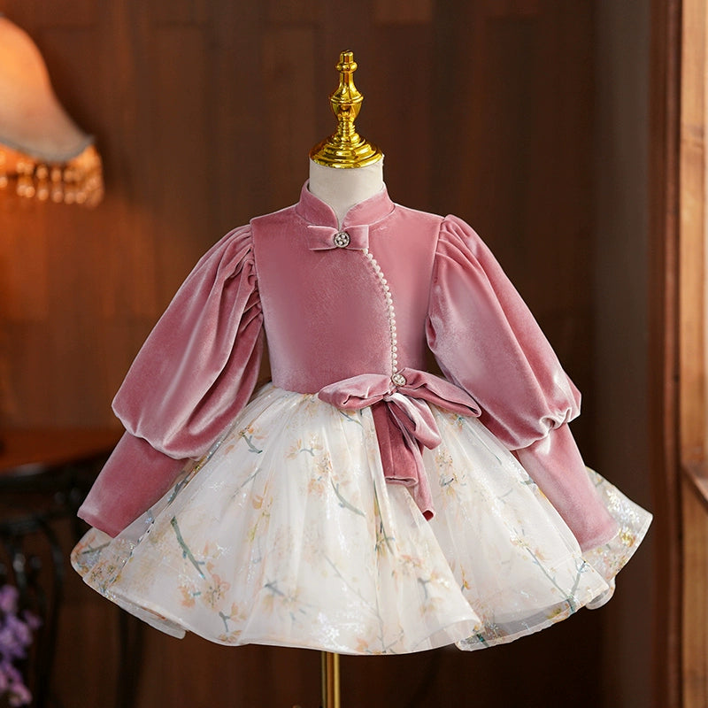 Women's Outerwear Apparel Vintage Look Cute Baby Girl Christmas Puffy Dress Toddler Birthday Long Sleeves Princess Dress