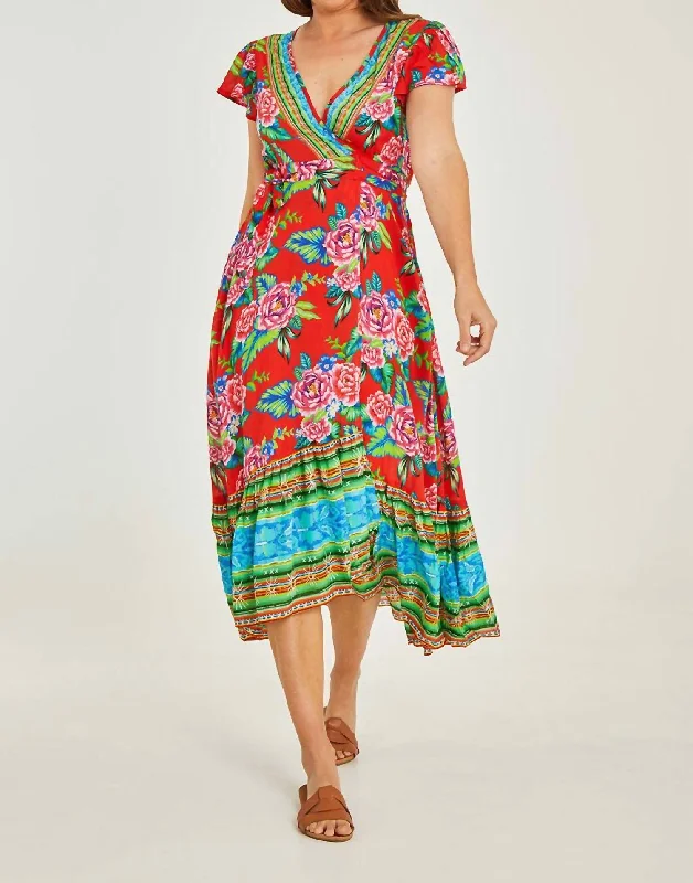 Women's Travel Apparel Timeless Elegant Ariba Wrap Maxi Dress In Multi