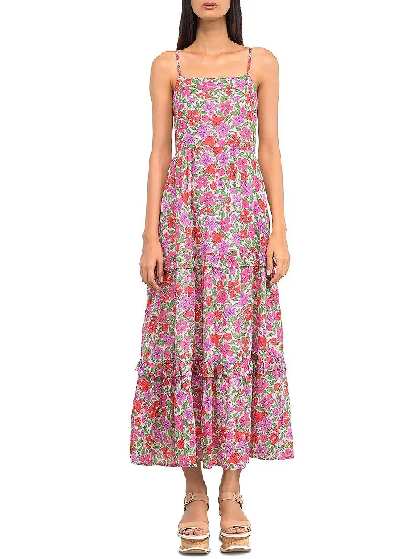 Women's Transitional Attire Feminine Elegance Womens Floral Print Tea Length Maxi Dress