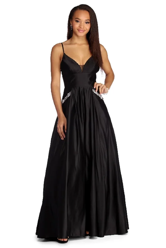 Women's Vintage Garments Y2K Nostalgic Fashion Look Angelie Embellished Satin Gown