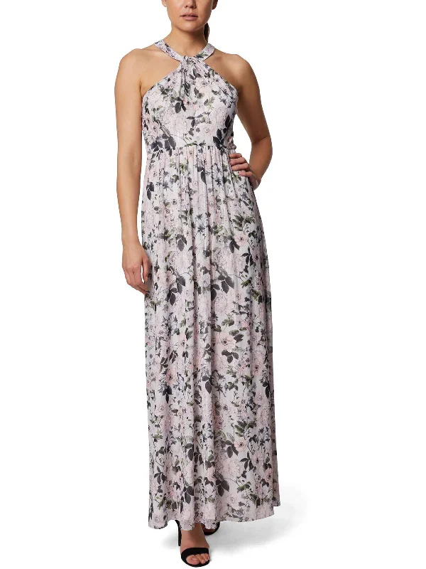 Women's Contemporary Clothing Feminine Charm Womens Floral Metallic Maxi Dress