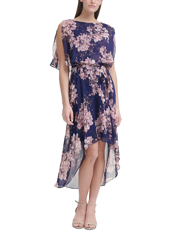 Classic Women's Apparel Polished Finish Womens Floral Print Hi-Low Maxi Dress