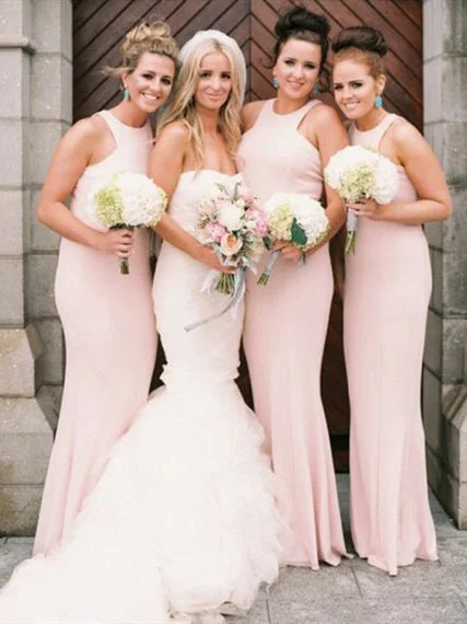 Women's Everyday Clothes Flash Sale Pink Mermaid Long Bridesmaid Dresses, Lovely Bridesmaid Dresses, Long Bridesmaid Dresses