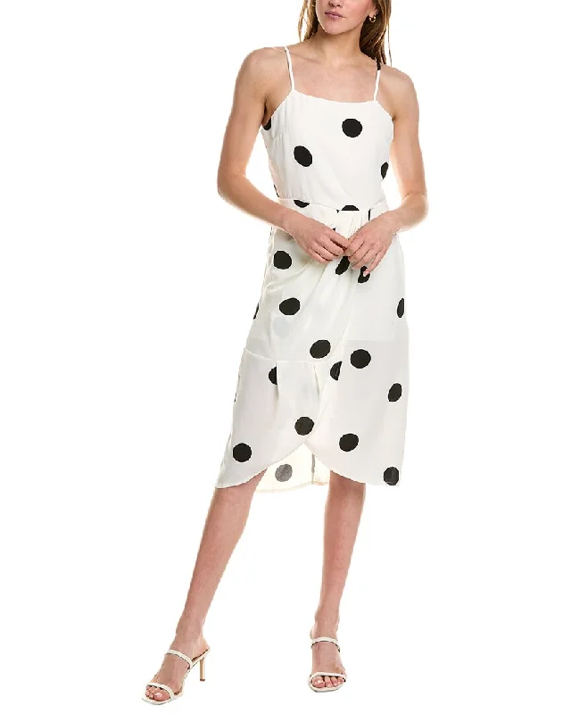 Women's Evening Outfit Feminine Allure 70/21 Polka Dot Slit Midi Dress