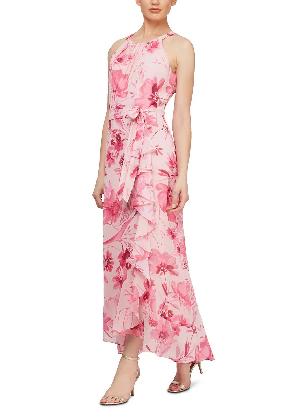 Women's Comfortable Garments Effortless Sophistication Womens Floral Ruffled Maxi Dress