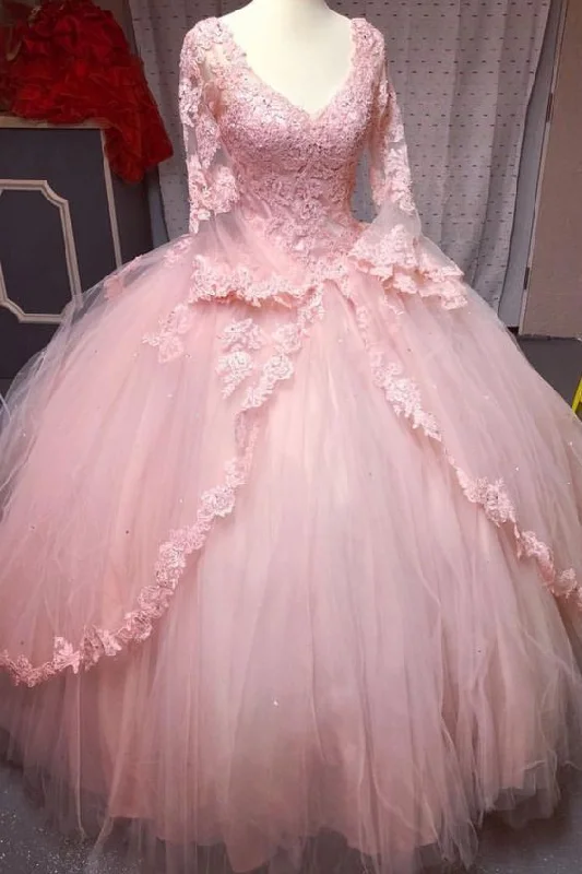 Women's Casual Wear Outfit Effortless Sophistication long sleeves quinceanera dresses,blush pink quinceanera dresses,ball gowns quinceanera dresses,sweet 16 prom dress   cg19599