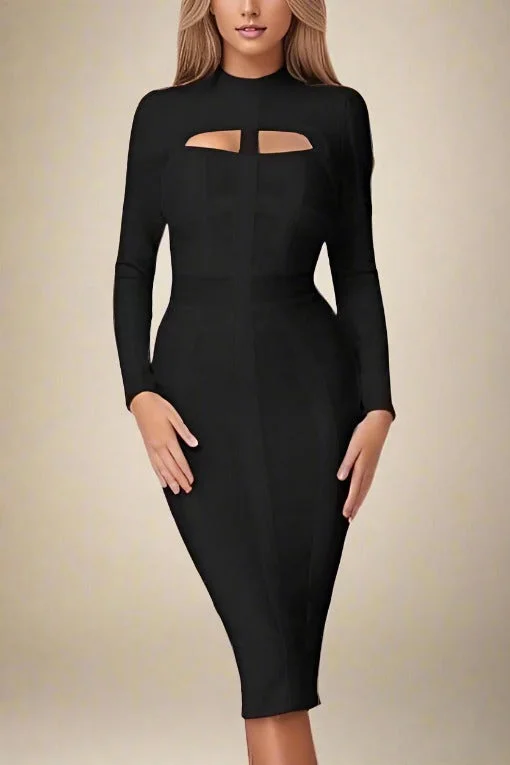 Women's Seasonal Wardrobe Clothing Urban Sophistication Brooke Long Sleeve Bandage Dress - Classic Black