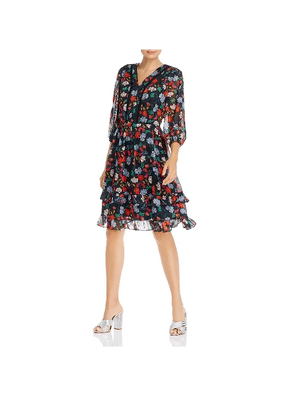 Timeless Women's Garments Boho - Chic Festival - Ready Style Womens Chiffon Floral Print Cocktail Dress