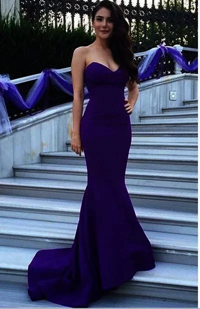 Women's Comfortable Lounge Attire Exquisite Craftsmanship New Design Long Simple Purple Strapless Prom Dresses,Modest Prom Dresses,Cheap Prom Gowns,Mermiad Evening Dresses cg4668