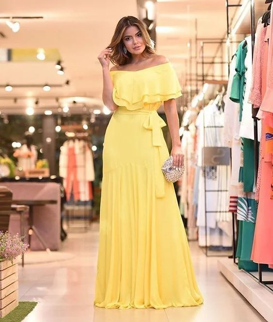 Women's Casual Apparel Elegant Attire Yellow Prom Dresses ,Evening Gowns Party Dress New Evening Dress  cg3595