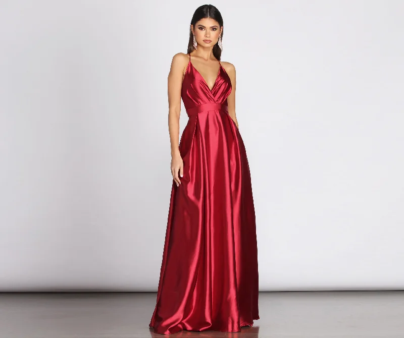 Women's Plus-Size Attire Effortless Comfort Gabi Satin A-Line Gown