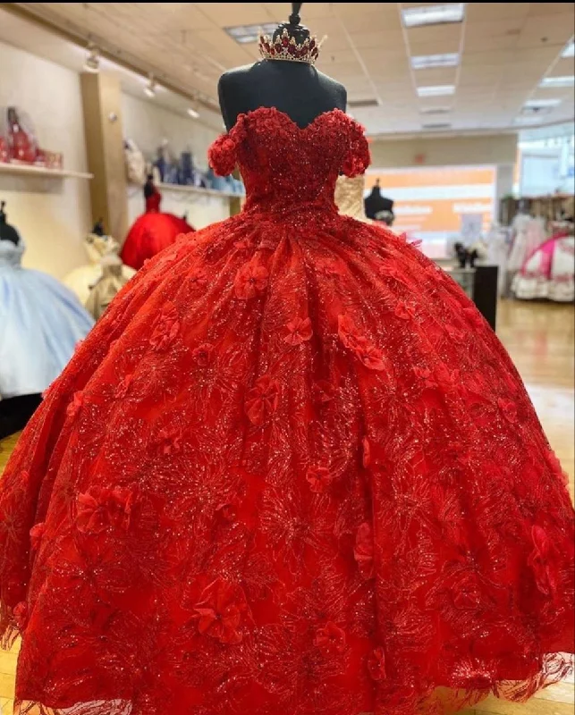 Fashion-Forward Women's Clothing Everyday Glamour Elegant red Ball Gown Quinceanera prom Dress For Sweet 16    cg19730