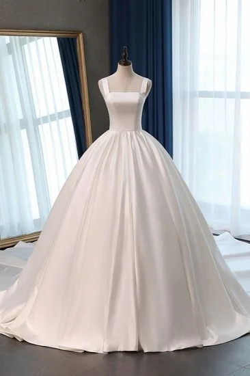 Women's Formal Event Outfit Vintage Retro Party Wear Hot Square Neck Satin Wedding Dresses Ball Gown Sleeveless Bridal Dress Cheap