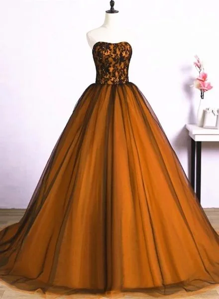 Women's Effortless Casual Outfit Floral Style Beautiful Tulle A-Line Ball Gown Sweet 16 Party Dress, Long Prom Dress    cg15150