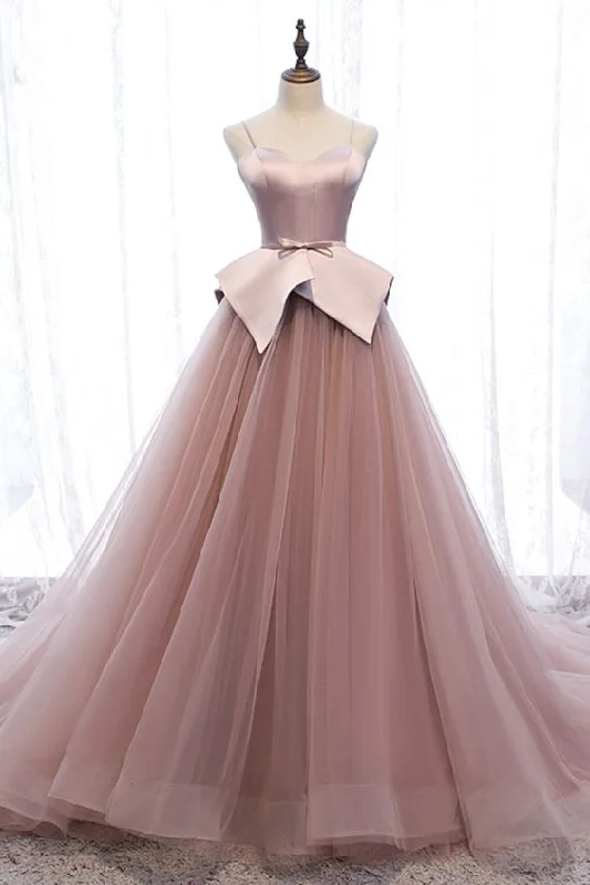 Women's Work Outfit Subtle Sophistication Princess Blush Pink Tulle Long Ball Gown for Prom or Birthday Party   cg18476