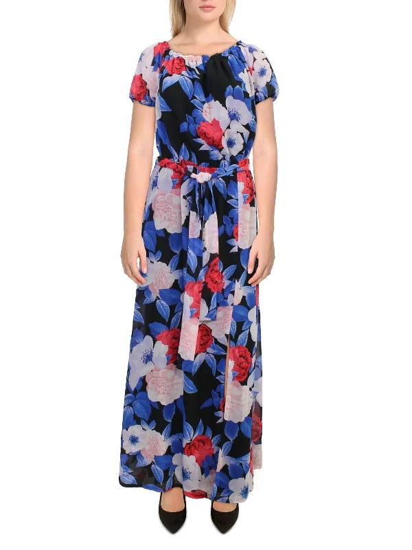 Women's Clothing For Outdoor Events Casual Elegance Womens Floral Off the Shoulder Maxi Dress