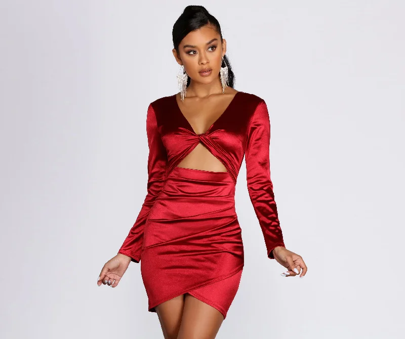 Women's Clothes And Garments Romantic Date - Night Ensemble Twist of Fate Satin Mini Dress