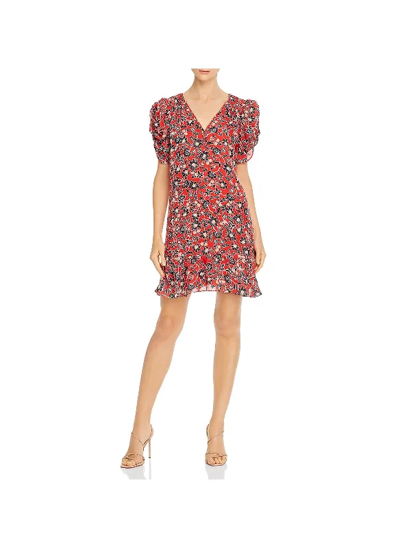 Fashionable Women's Outfit Flash Sale Womens Silk Floral Mini Dress