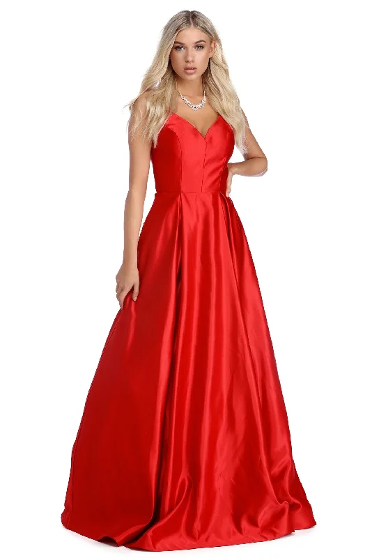 Women's Cozy Clothes Vintage Retro Party Wear Aubree Ravishing Satin Ball Gown