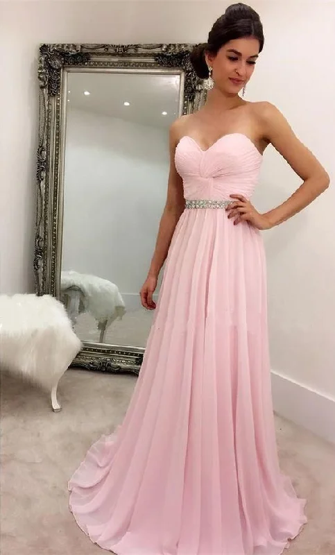 Women's Night-Out Clothes Alluring Design Charming Prom Dress,Long Pink Chiffon Evening Dress,Sleeveless Party Dress,Sweetheart Prom Gown cg2279