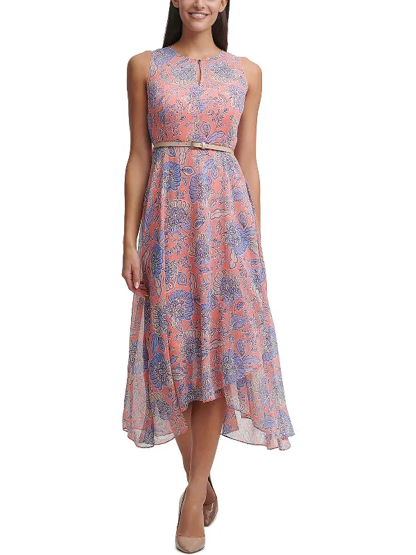 Women's Functional Apparel For Outdoor Activities Vibrant Prints Womens Chiffon Floral Midi Dress