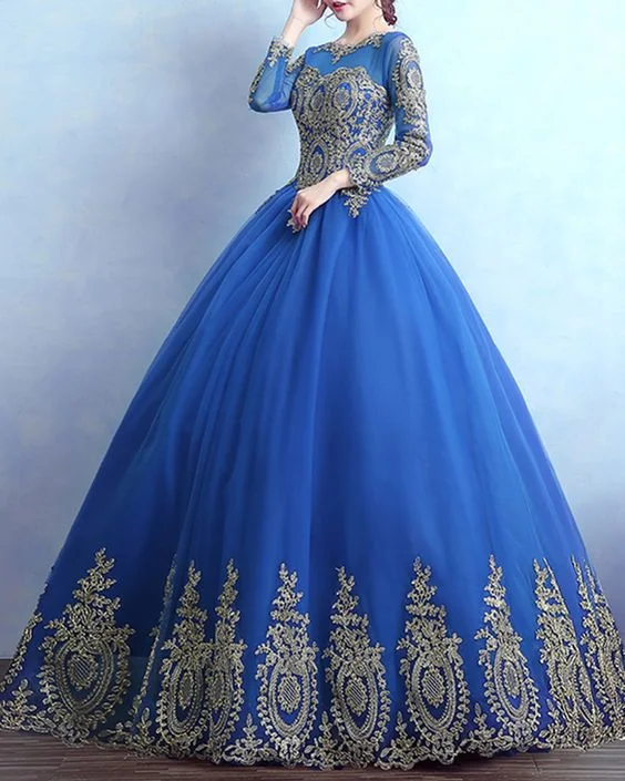 Women's Resort Apparel Elegant Details royal blue long ball gown prom dress   cg18878