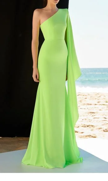 Stylish Women's Outerwear Apparel Luxury Style green prom dress ,one shoulder prom gown cg3117