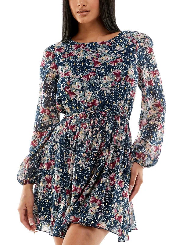 Women's Chic Outfit Casual Weekend Relaxed Style Juniors Womens Floral Short Mini Dress